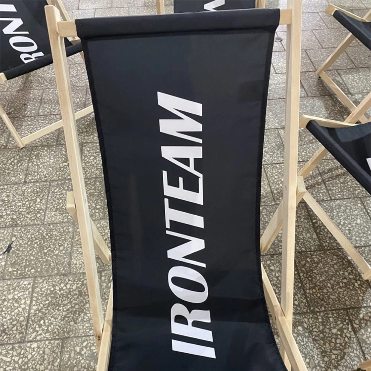Leżak plażowy z drewna i poliestru do personalizacji