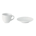 Komplet zastawa reklamowa - porcelanowa biała filiżanka i spodek z nadrukiem reklamowym, filiżanka do espresso
