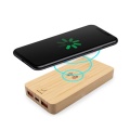 Elektroniczne gadżety reklamowe z personalizowanym grawerunkiem - powerbank indukcyjny w obudowie z bambusa
