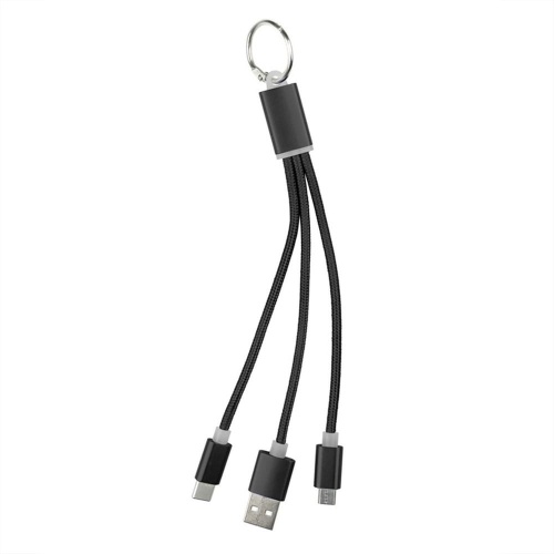 Kabel ładujący USB w czarnej obudowie do wykonania znakowania reklamowego
