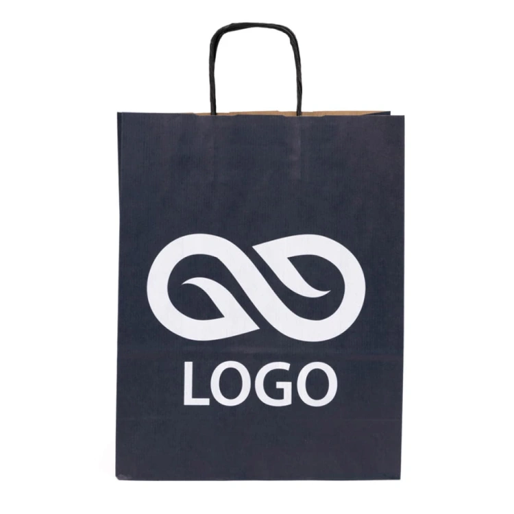 Granatowa torebka reklamowa z logo firmy