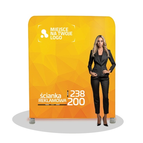 Ścianka reklamowa prosta 238 x 200 cm - materiał tekstylny zadrukowany