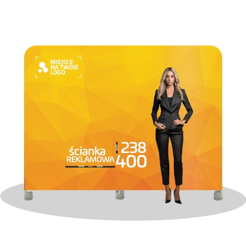 Ścianka tekstylna reklamowa - prosta 238 x 400 cm