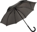 Duży parasol reklamowy z czarno-szarym poszyciem.