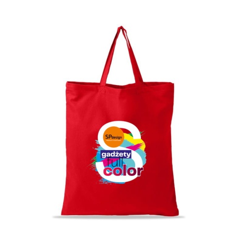 Torba bawełniana z nadrukiem uchwyt 35 cm Czerwona